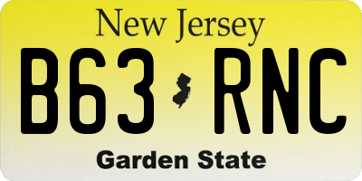 NJ license plate B63RNC