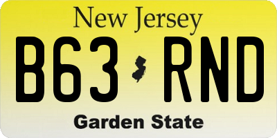 NJ license plate B63RND