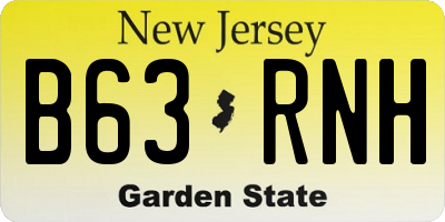 NJ license plate B63RNH