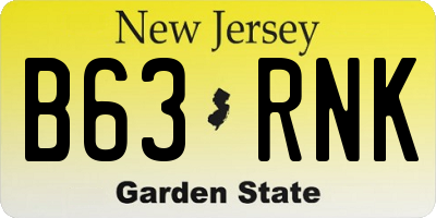 NJ license plate B63RNK