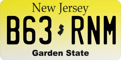 NJ license plate B63RNM