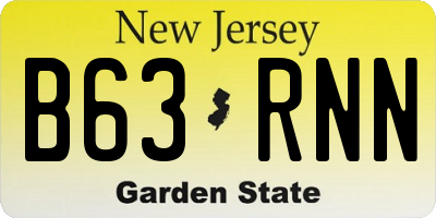 NJ license plate B63RNN