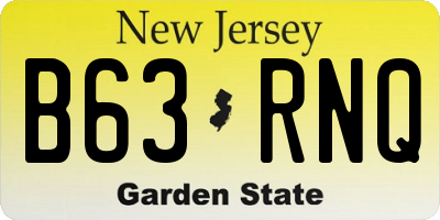 NJ license plate B63RNQ