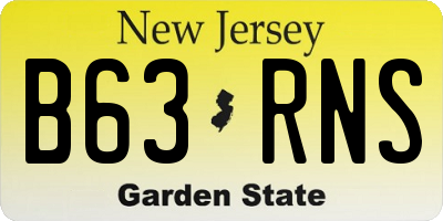 NJ license plate B63RNS