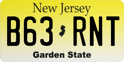 NJ license plate B63RNT