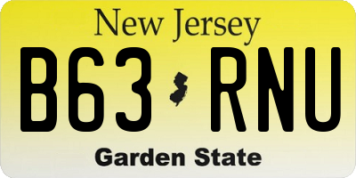 NJ license plate B63RNU