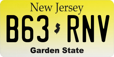 NJ license plate B63RNV