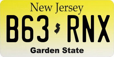 NJ license plate B63RNX