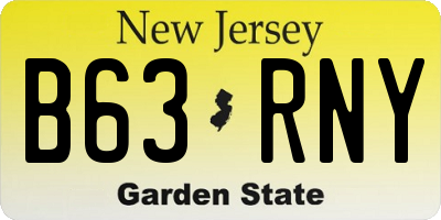 NJ license plate B63RNY
