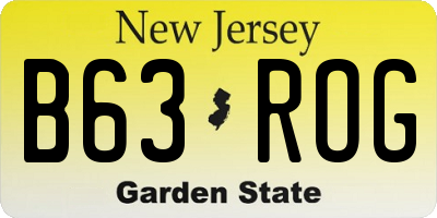 NJ license plate B63ROG