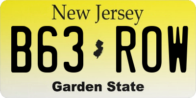 NJ license plate B63ROW
