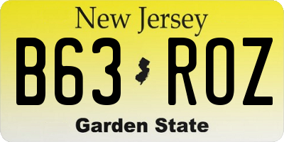 NJ license plate B63ROZ