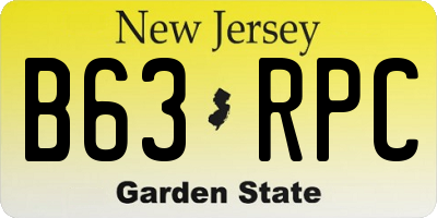 NJ license plate B63RPC