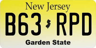 NJ license plate B63RPD