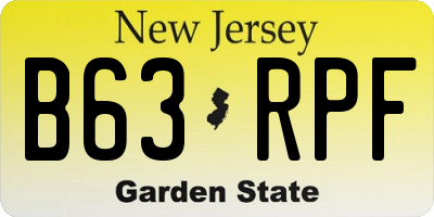 NJ license plate B63RPF