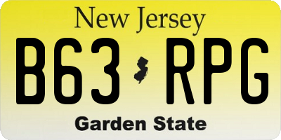 NJ license plate B63RPG