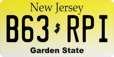 NJ license plate B63RPI
