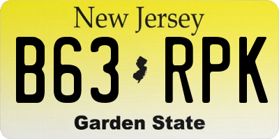 NJ license plate B63RPK
