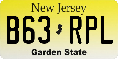 NJ license plate B63RPL