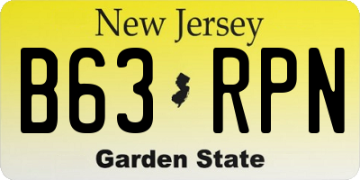 NJ license plate B63RPN