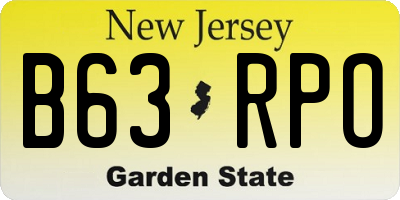 NJ license plate B63RPO