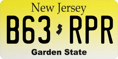 NJ license plate B63RPR