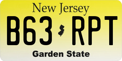 NJ license plate B63RPT