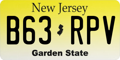 NJ license plate B63RPV