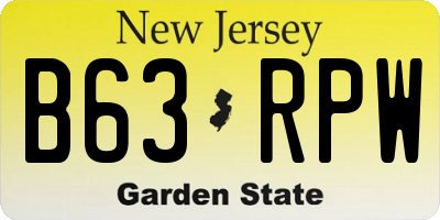 NJ license plate B63RPW