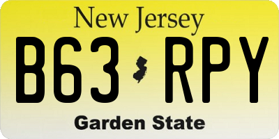 NJ license plate B63RPY