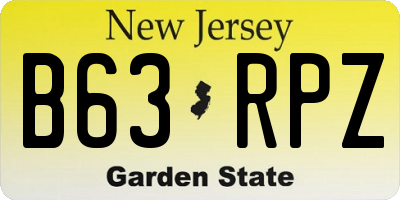 NJ license plate B63RPZ