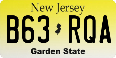 NJ license plate B63RQA