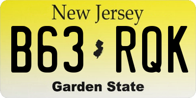 NJ license plate B63RQK