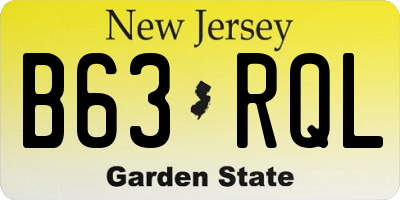 NJ license plate B63RQL