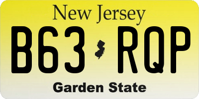 NJ license plate B63RQP