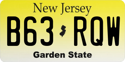 NJ license plate B63RQW