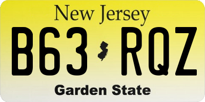 NJ license plate B63RQZ