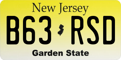 NJ license plate B63RSD