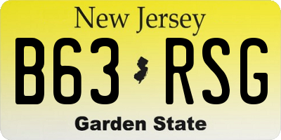 NJ license plate B63RSG