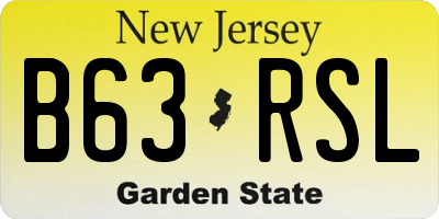 NJ license plate B63RSL