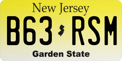 NJ license plate B63RSM