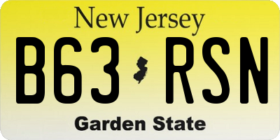 NJ license plate B63RSN