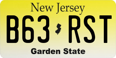 NJ license plate B63RST