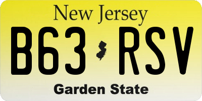 NJ license plate B63RSV