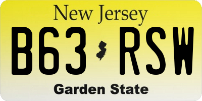 NJ license plate B63RSW