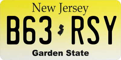 NJ license plate B63RSY