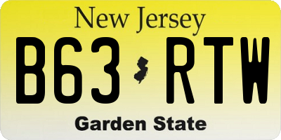 NJ license plate B63RTW