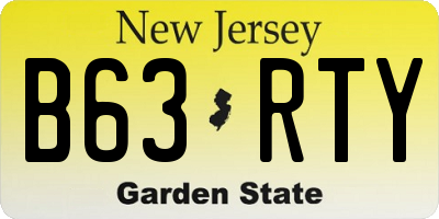 NJ license plate B63RTY