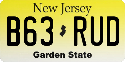 NJ license plate B63RUD