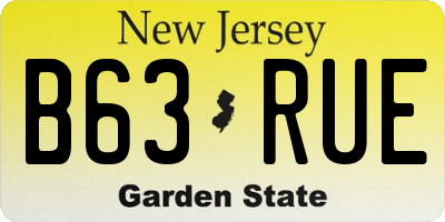 NJ license plate B63RUE